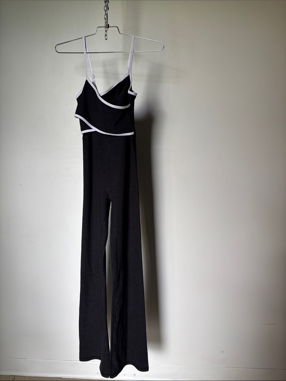 Abercrombie & Fitch YPB Heather Black Jumpsuit with White Piping - Picture 2 of 6